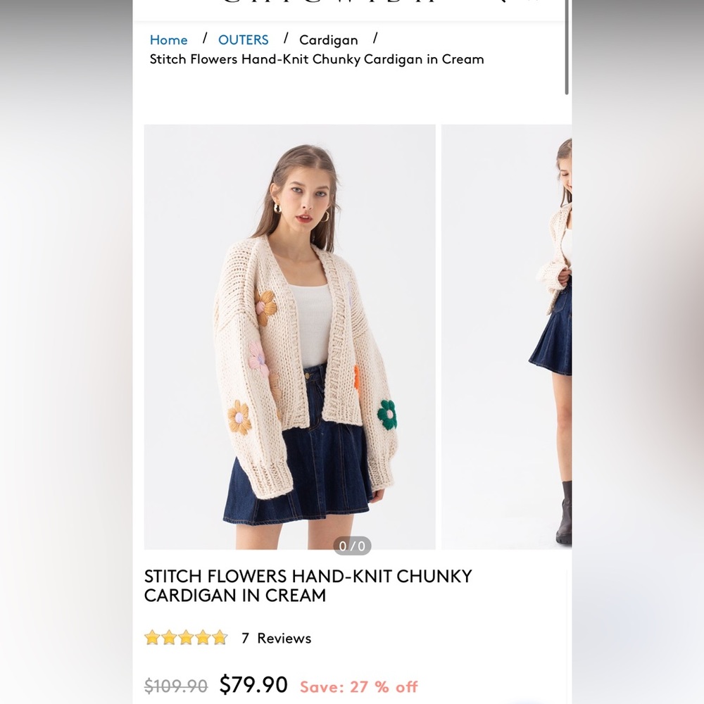 Knit cardigan with flowers